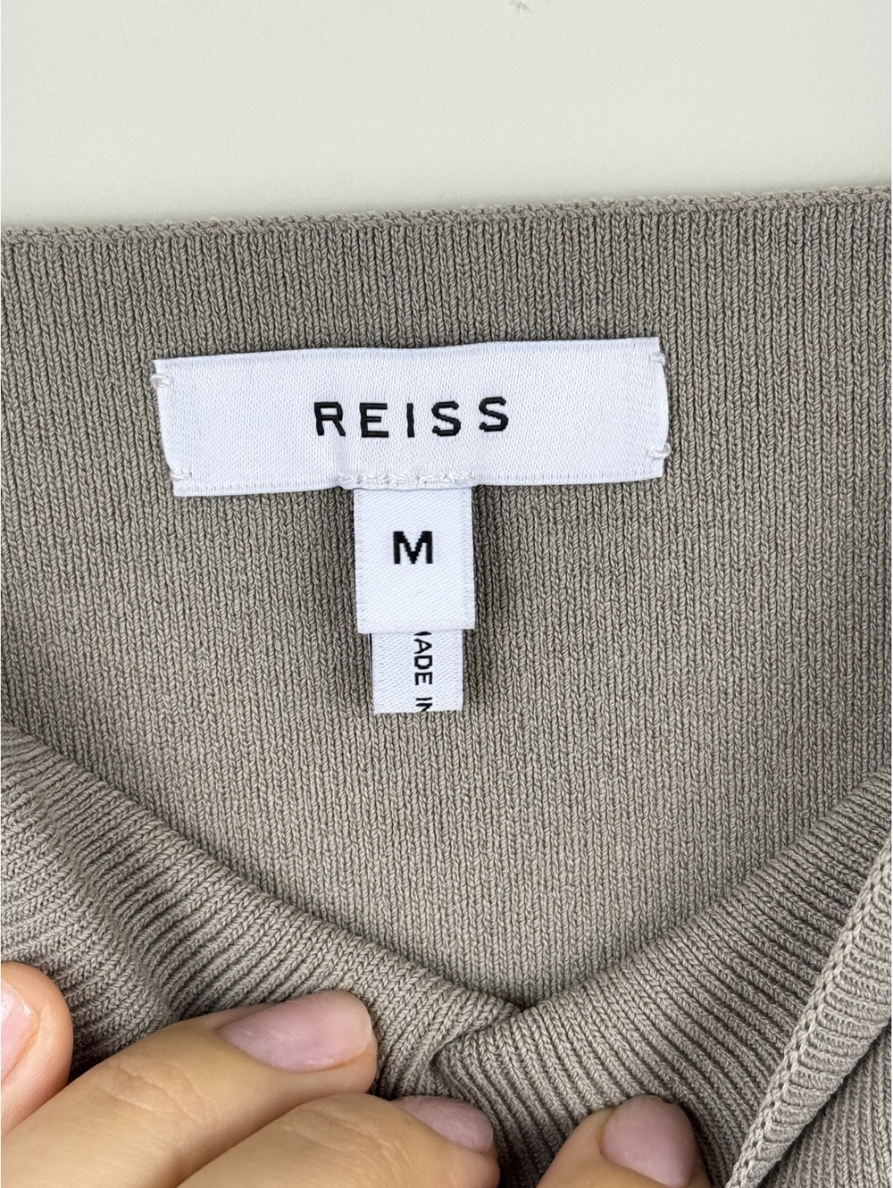 REISS Devon Square Neck Vest Top M Sage Fine Knit Sleeveless Quiet Luxury - Picture 6 of 11
